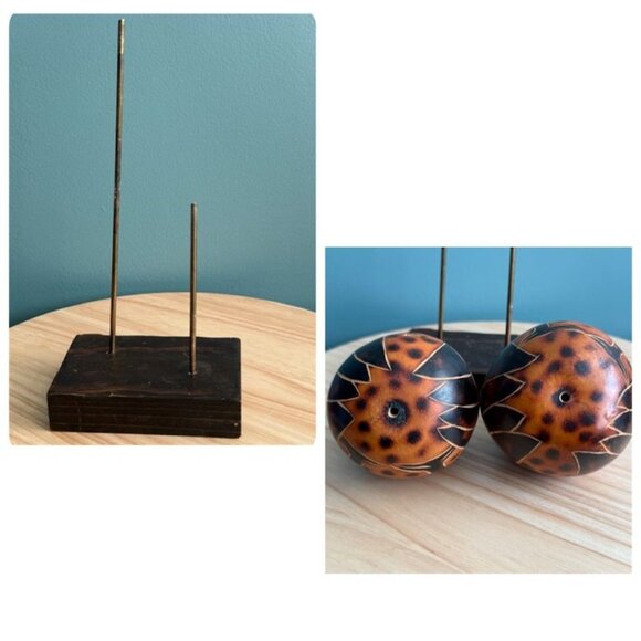 Vintage 70's Peruvian Hand-Carved Gourd Birds Sculpture Set On Wooden Base - Picture 10 of 10